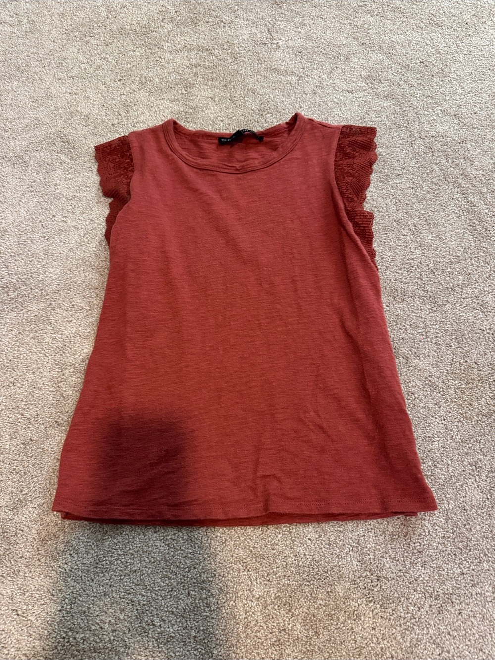 White House Black Market Rust Red Lace Sleeve Tank Top
